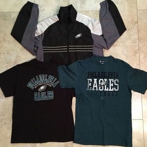 Philadelphia Eagles jacket and shirts lot of 3